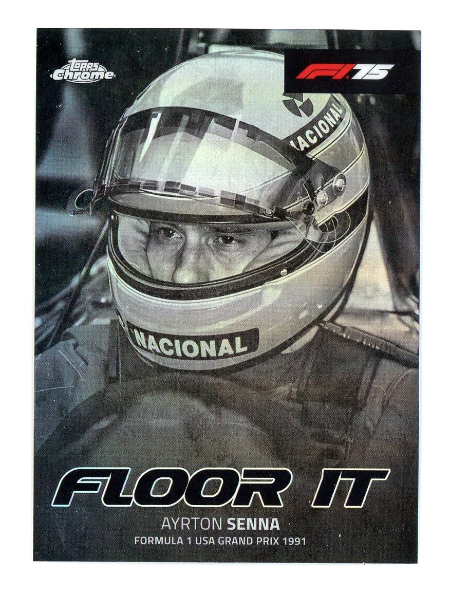 Ayrton Senna #FI-10 Racing Cards 2025 Topps Chrome Formula 1 Floor It trading card — raw and PSA graded price guide
