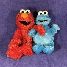 Sesame Street Cookie Monster Elmo Plush Lot Stuffed Dolls Set of 2 Blue Red 3