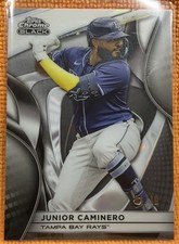 2025 Topps Chrome Black - Junior Caminero (#135 ) White Refractor 4/10 Tampa Bay