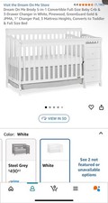 USED Dream On Me 5-in-1 Convertible Crib  Changer, White