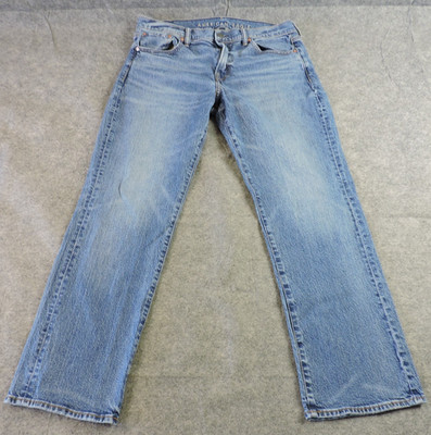 AEO Flex Mens 36x32 Bootcut Whisker Lines Washout Stretch Denim Blue Jeans