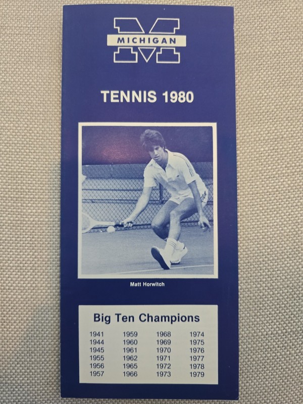 1980 Michigan Wolverines Men's Tennis Media Guide Matt Horwich Tom Haney