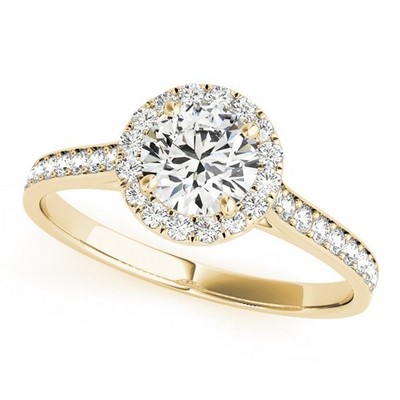 Elegant! 2 kt DE/VS Lab Grown runder Diamant Halo Verlobungsring 18 K Gelbgold