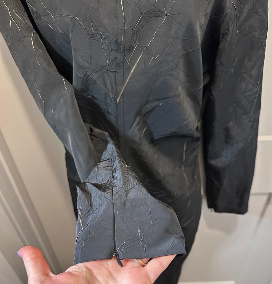 ZARA 黑色圆领长袖皱褶面料露背迷笛连衣裙 XL 码 — 第 4/4 张图片