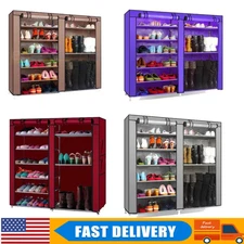 New 2x6 Tier Shoe Rack Shelf Standing Clost Cabinet Storage with Cover Black Red