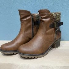 Spring Step Relife Rene Ankle Boot US Size 6.5-7 EU 37 Brown Sweater Knit Cuff