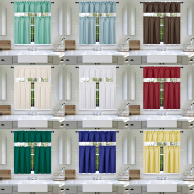 NEW ROD POCKET SILKY WINDOW DRESSING SMALL ROOM CURTAIN PANELS 3PC SET 36''L (K3)