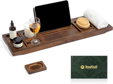 Bamboo Bathtub Tray, Bath Caddy with Wine Glass Holder, Phone Dock  Book Stand