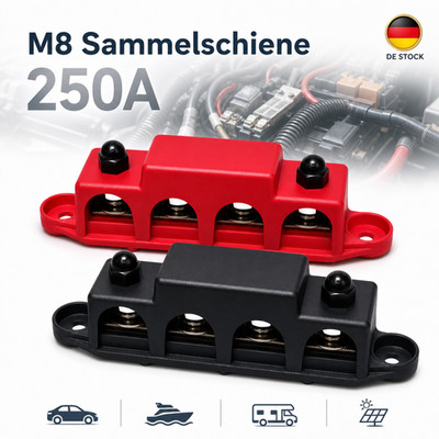 Sammelschiene 250A Verteilerblock M8 12V-48V Heavy-Duty Hochstrom Marine Boot