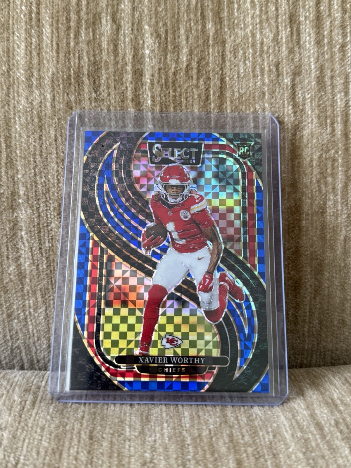 2024 Panini Select Football #119 Xavier Worthy Blue Prizm /175 Rookie RC Chiefs