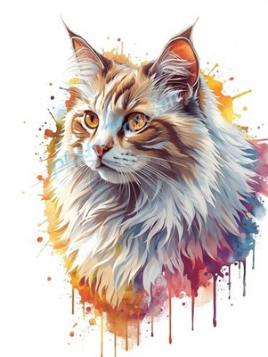 Foto A4 Katze Kunst Explosion Farben Poster Wandbild Katzenliebhaber Geschenk - 2083