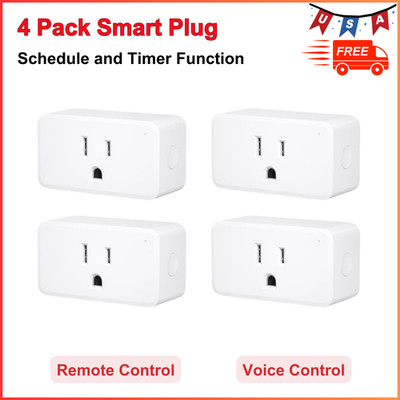 ZigBee Smart Plug 4 Pack with Real-time Energy Monitoring, 15A Outlet, Repeater