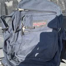 JanSport Blue Large Backpack Solid Pattern Zi...