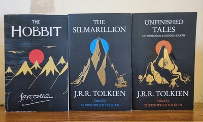 Set of 3 J.R.R Tolkien Books: The Hobbit, The Silmarillion, Unfinished Tales VGC
