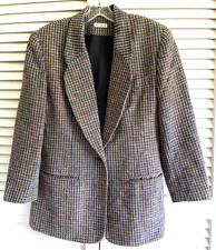 VTG Doncaster Blazer Womens 8 Silk Tweed 1 Button Front Lined Multi corp core