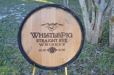 Whistle Pig Whiskey Barrel Lid/Head with Outside Metal Ring and Staves