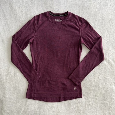 Smartwool Merino 250 Base Layer Women s L Burgundy 100% Wool Long Sleeve Top