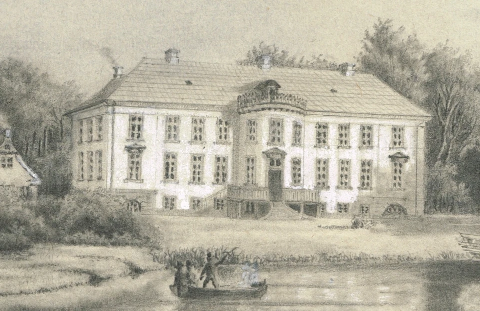 Antique 19th century pencil sketch picture of Danish Manor House Kærsgård - Image 2 of 4