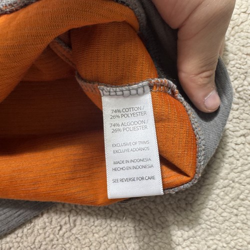 Tehama Hoodie Mens XL Gray Castle Rock Double Knit Zip Chest Pocket Orange Trim - Picture 10 of 14