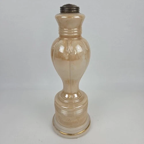 Vintage ALADDIN Oil Kerosene Lamp Base Font Body Milk Glass Opalescent Peach
