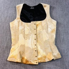 Adelaide Corset W S Gold Jacquard Floral Overbust Boned Button Evening Cosplay