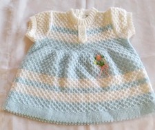 Vintage Knit Baby Doll Dress 1970s Short Sleeve Soft Spun 9 Months