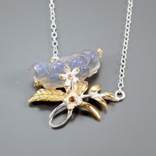 Jewellery 12 ct+ Natural Labradorite Necklace 925 Sterling Silver 18"/N28799