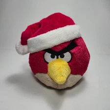 2011 Commonwealth Angry Birds Red Santa Hat Christmas 5" Plush Stuffed Toy