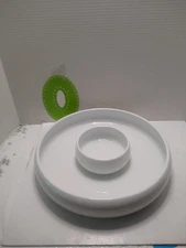 Crate and Barrel Bret Bortner Chip and Dip Bowl Serving Dish, White Ceramic