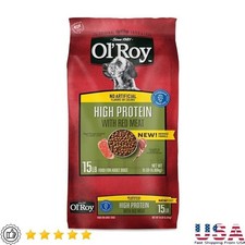 High Protein Red Meat Dry Dog Food 15 lb Complete Nutrition Adult Dogs Kibble US 2.00 per pound