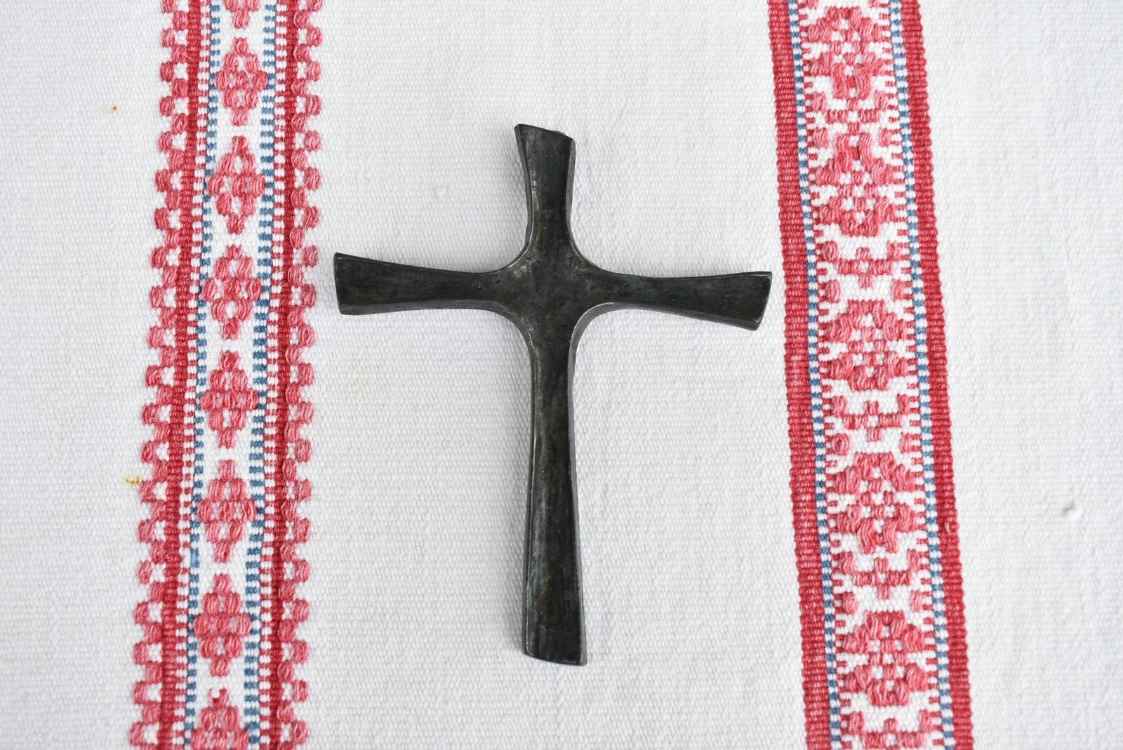 Vintage Kreuz mod. Religion Sakral Metall Wandkreuz Kruzifix 12,5 x 10,5 cm #19