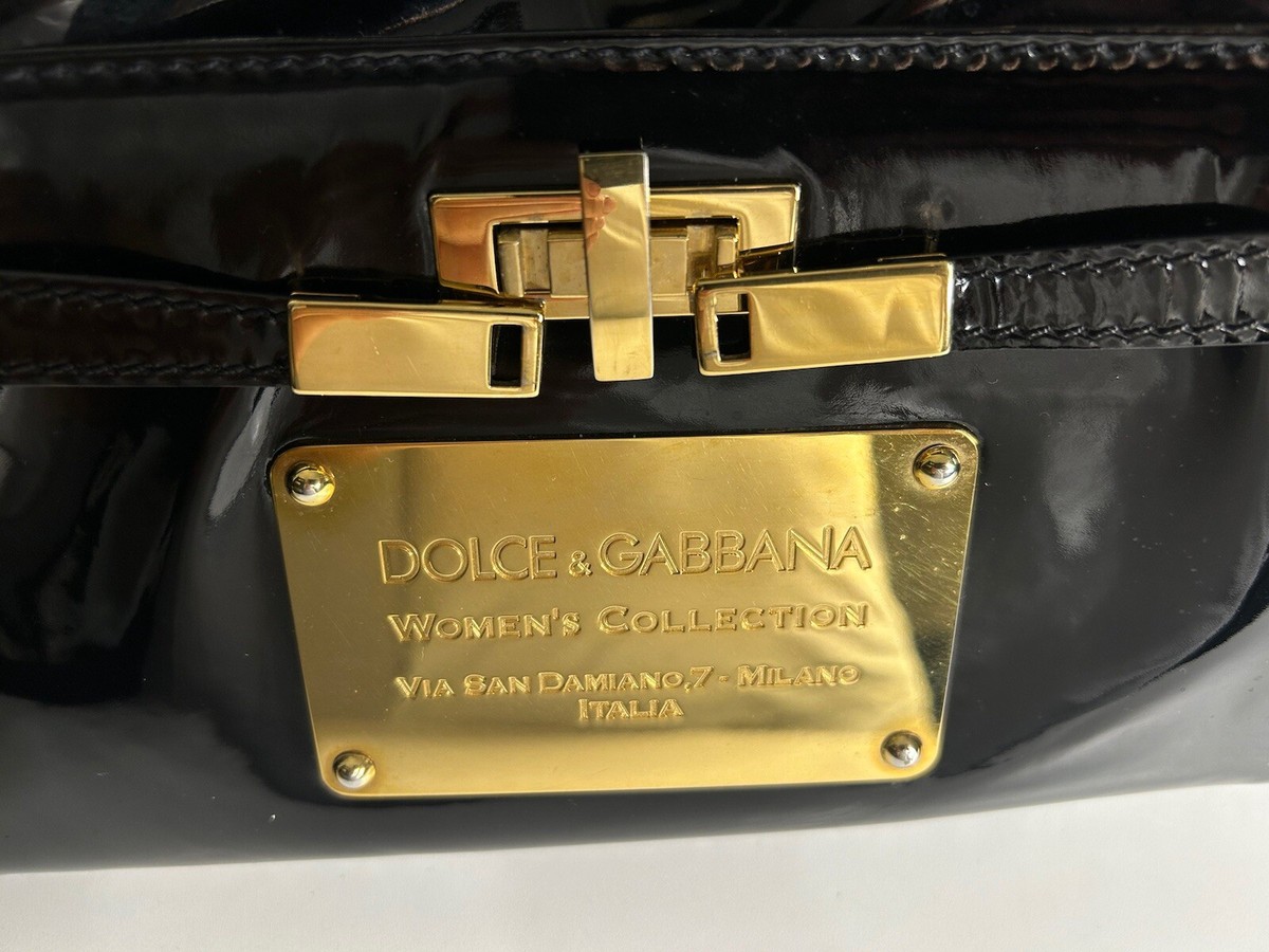 【関税&送料込】Dolce & Gabbana Leather Shoulder Bag Dolce Gabbana Patent Leather Shoulder Bag Large Doctor Black