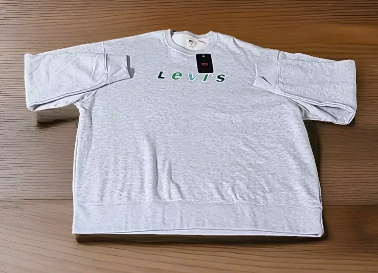 Levis Sweater - Sweatshirt Mens XXL Grey, Logo Oversized Casual Top