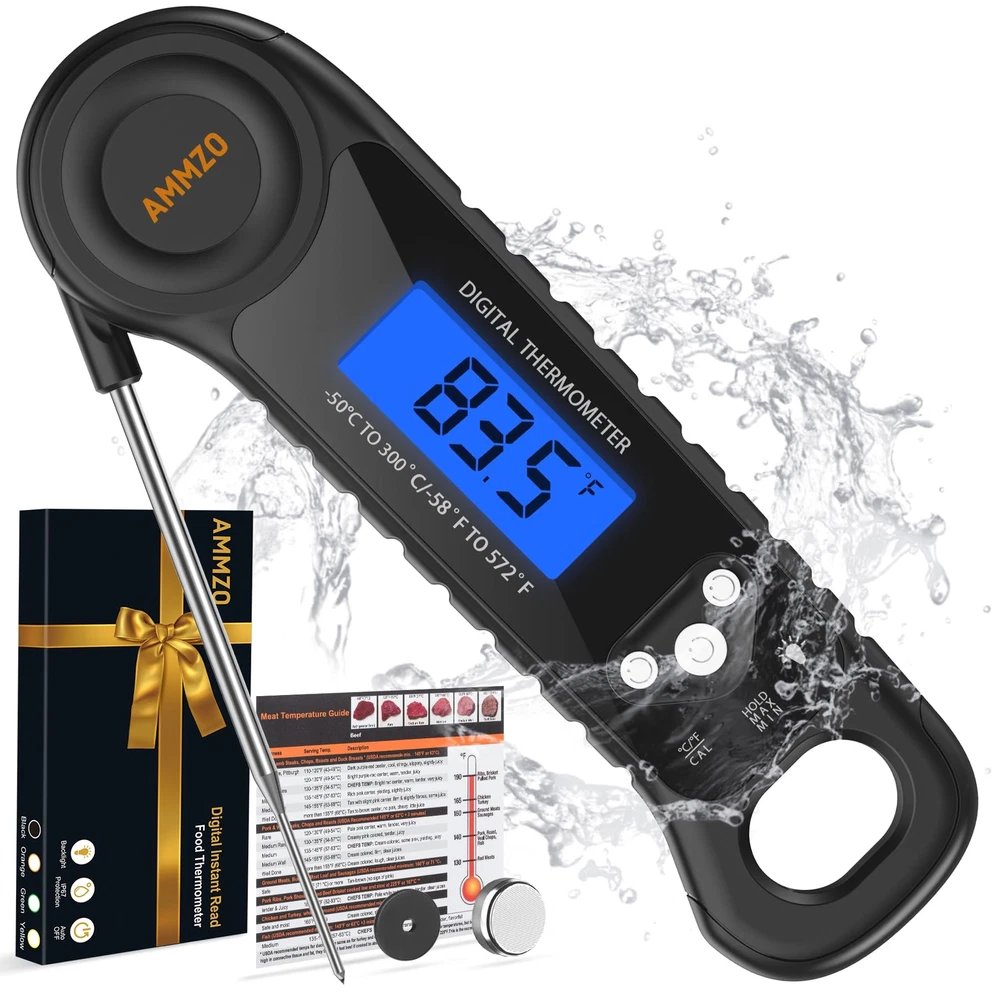 Meat Thermometer Digital, Food Thermometer Instant Read Thermometer Waterproo...