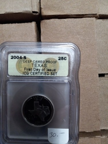 2004-S 25c Proof Texas State Quarter ICG Deep Cameo PR First Day Issue. Our SC83 - Picture 3 of 3