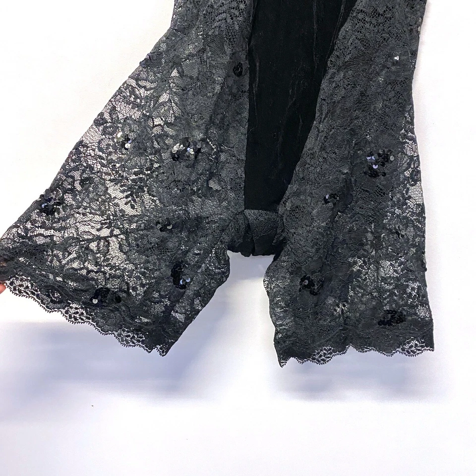 De Colección Años 90 $365 La Perla Negro Terciopelo Body Bustier con Encaje Lentejuelas Pantalones Cortos 34 M B Foto 4 de 4