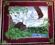EAGLE FABRIC PANEL PATRIOTIC QUILT TOP WALLHANGING EAGLE OVERLOOK NEW BTP