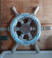 Ship Wheel Nautical Theme reproduction Wood COASTAL BOAT WHEEL wall decor 17"