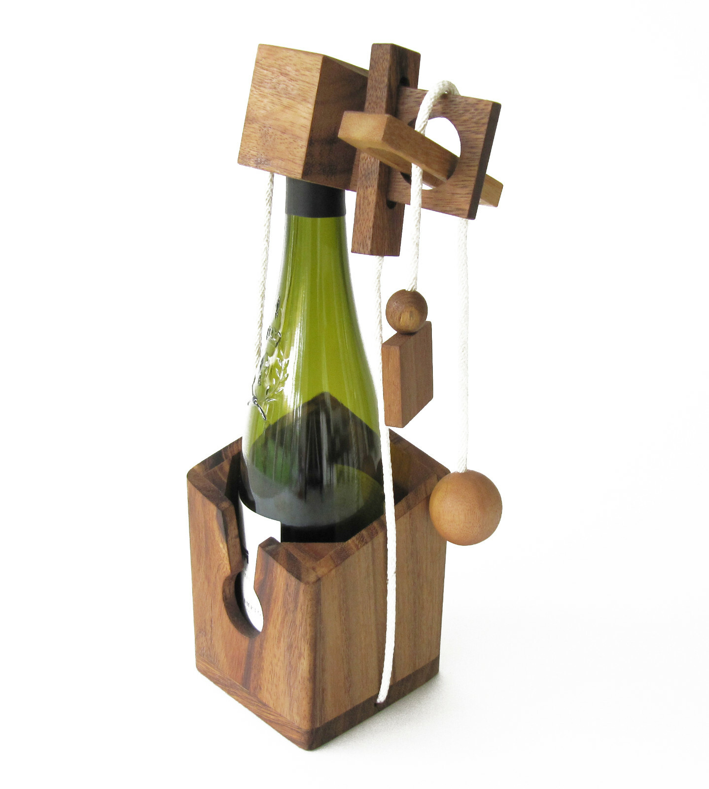 Casse-tête pour bouteille de vin en bois massif de hêtre