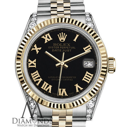 rolex datejust black dial roman numerals