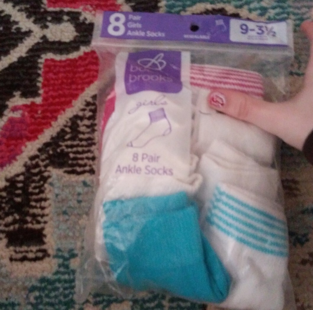 6 Paires Chaussettes Invisibles Fille Bobbie Brooks – Taille 9-3 1/2 – Rose Blanc Bleu