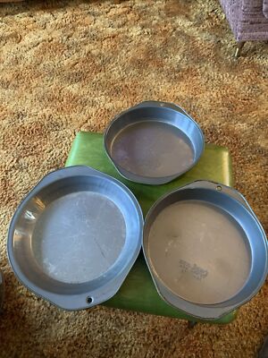 Lot of 3 Vintage EKCO Baker's Secret USA Baking Pie Pans Tins Apple Pumpkin Yum!