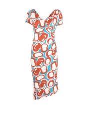 NEW Diane Von Furstenberg DVF Graphic Print V-Neck MIDI Dress Multi LARGE $434
