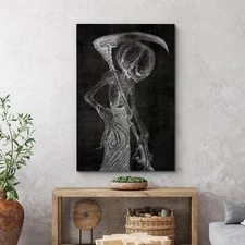 Wall26 Halloween Dark Gothic Canvas Print Wall Art - Skeletal Reaper with Scythe