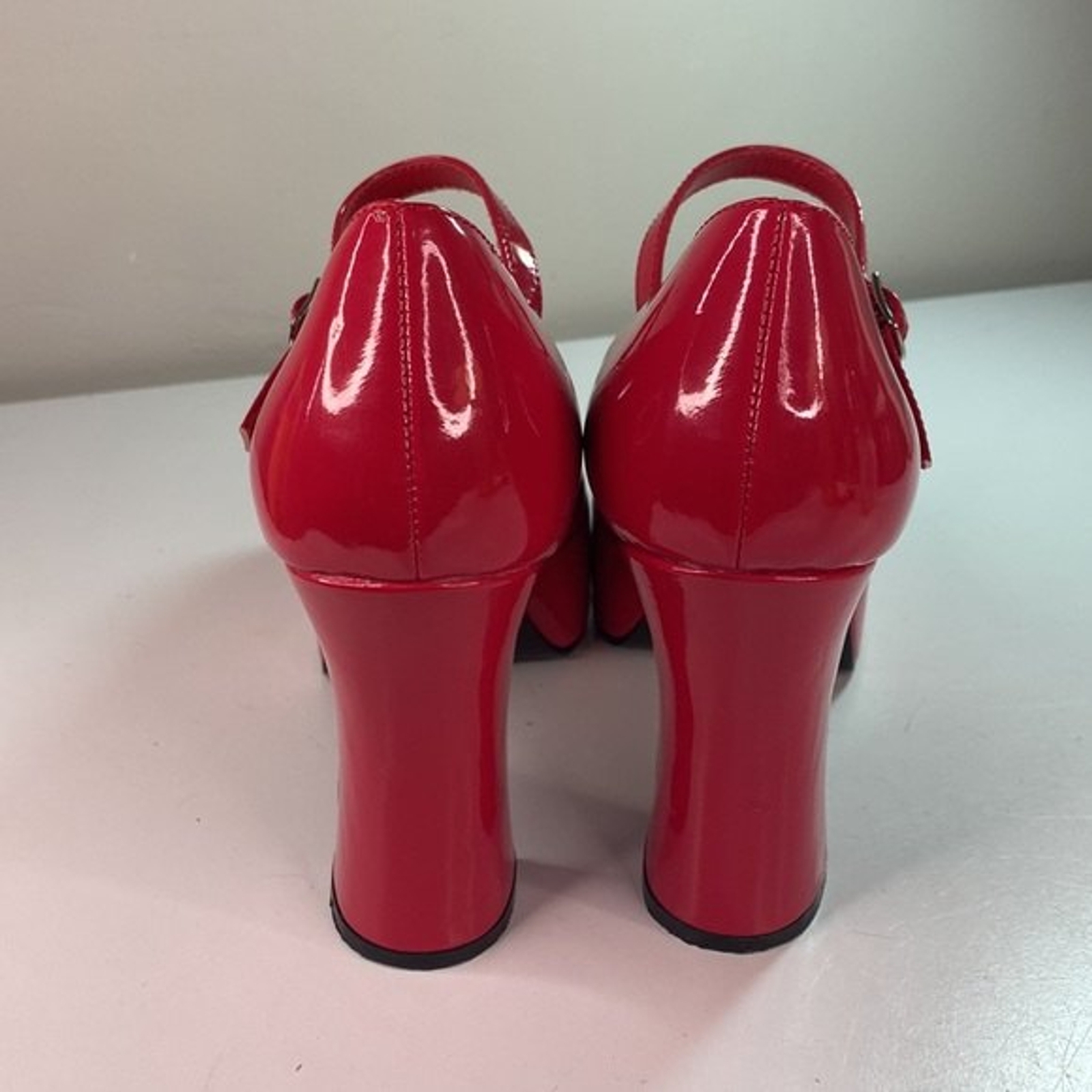 FUNTASMA Red Mary Jane Cosplay Platform Heels Gem