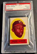 1963 HANK AARON TOPPS PEEL OFFS INSTRUCTIONS BACK PSA 9 O/C POP 1   (809)