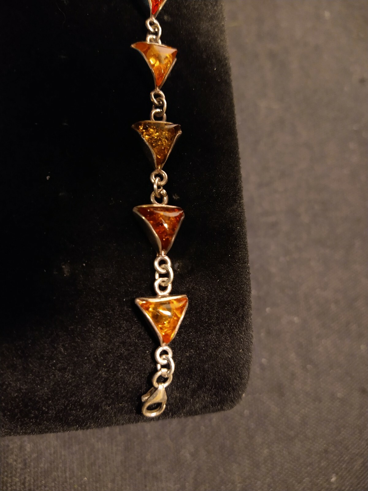 Sterling Silver Triangular Cut Amber Gemstone Bra… - image 10