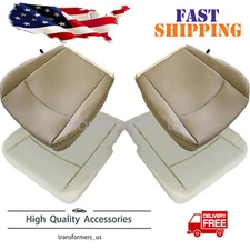 For 09-12 Dodge Ram Driver Passenger Bottom Leather Seat Cover Tan Foam Cushion