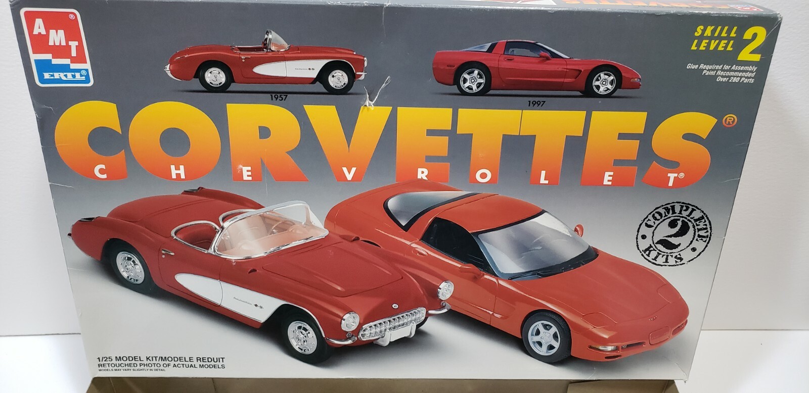 Vintage AMT Ertl Chevrolet Corvettes 1/25 Scale Model 2 Kits NIB 1957 ...