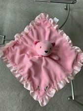 Stepping Stones Pink Plush Bear Flowers Lovey Security Blanket 13x14" Excellent 